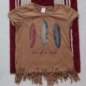 "One of a kind" Suede Soft Brown Fringe Top